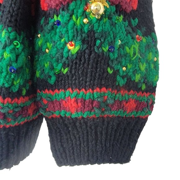 Vintage 1994 Christmas Wreath Ugly Sweater with Real Ornaments Size Medium - Picture 3 of 15